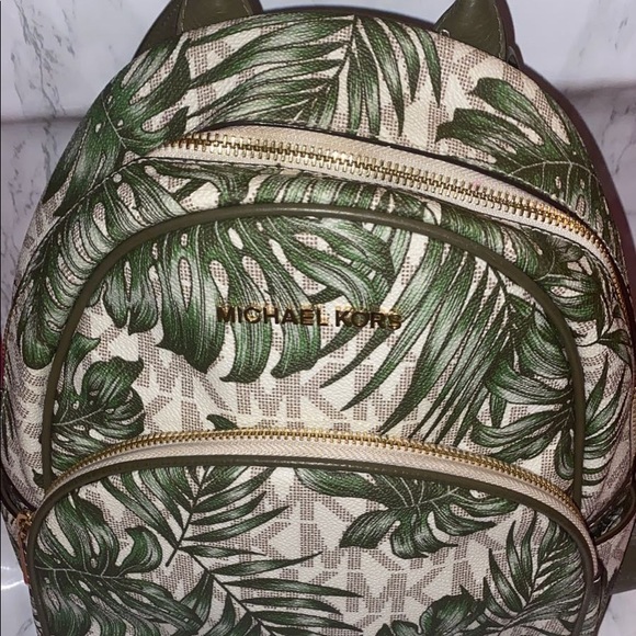 michael kors palm leaf backpack